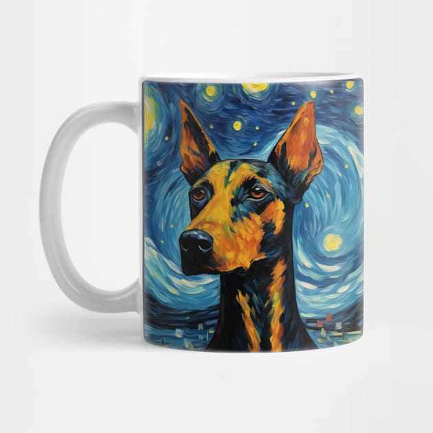 German Pinscher dog painted in Van Gogh style by NatashaCuteShop